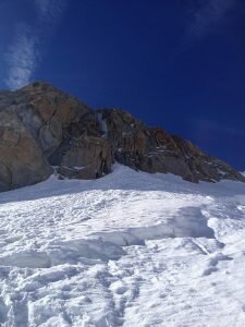 Approaching the Chèré Couloir