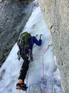 The crux on the Chèré Couloir - my steepest ice lead yet