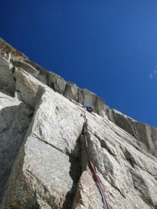 Approaching the crux, roof section - photo by Mark McCarthy