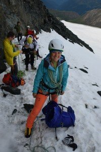 Gearing up at the base of the route