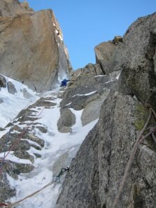The final ice gully and into the sun