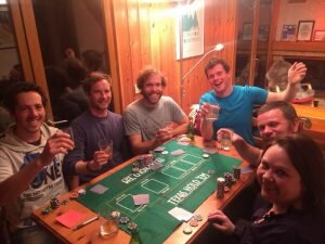 Poker night with new partners in crime and climbing